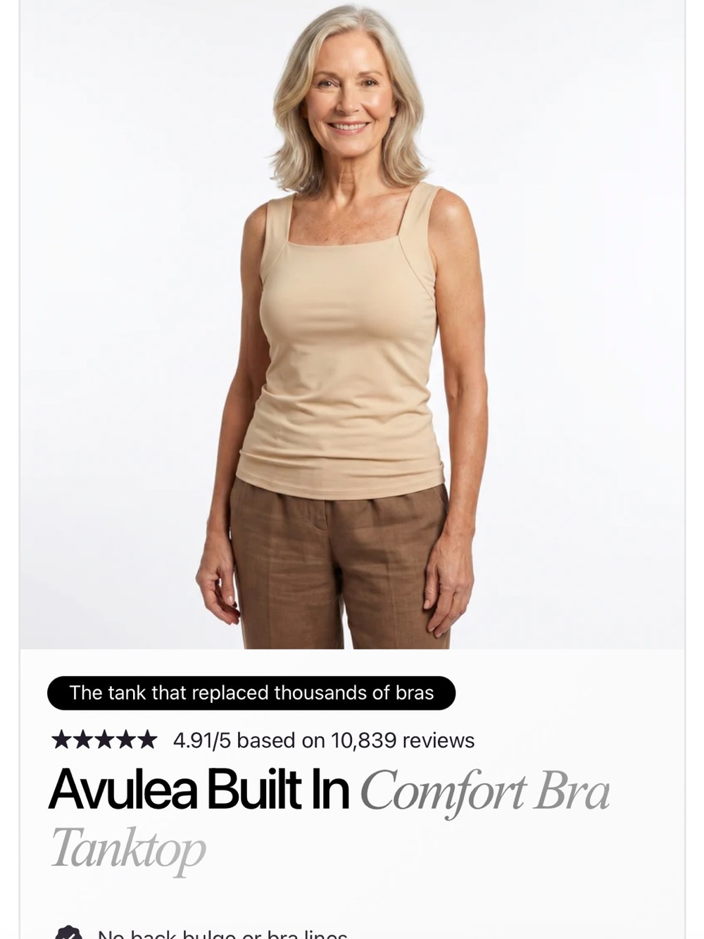 Built-In Comfort Bra Tanktop - Sz XL